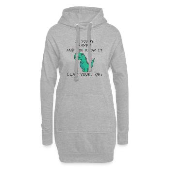 Dino can't clap... - Hoodie-Kleid - Grau meliert - Vorne