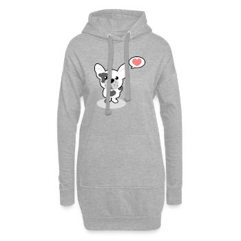 bouledogue français - Sweat-shirt à capuche long Femme - gris chiné - Devant