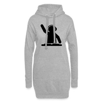 dj_vinyle___f1 - Sweat-shirt à capuche long Femme - gris chiné - Devant