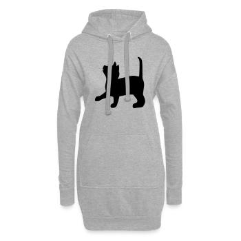 cat4 - Sweat-shirt à capuche long Femme - gris chiné - Devant