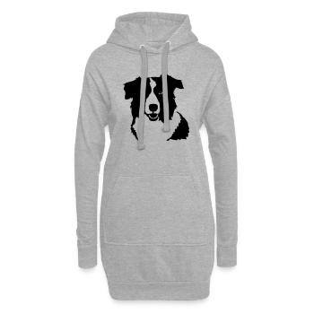 Border Collie - Sweat-shirt à capuche long Femme - gris chiné - Devant