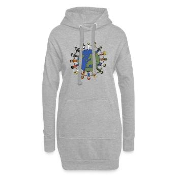 Weltfrieden - Hoodie-Kleid - Grau meliert - Vorne