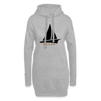 Segeln, 5 Sterne, Segler, Boot, Segelboot, Skipper - Hoodie-Kleid - Grau meliert - Vorne