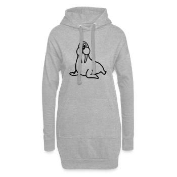Morse - Sweat-shirt à capuche long Femme - gris chiné - Devant