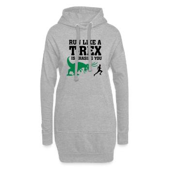 Run Like A T Rex Is Chasing You - Hoodie-Kleid - Grau meliert - Vorne