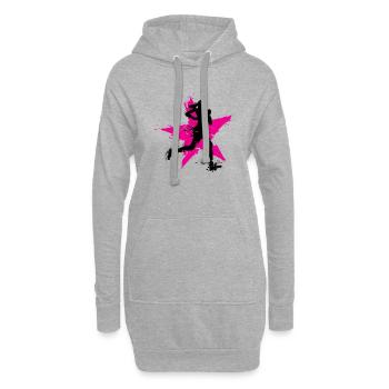 runner female with star - Sweat-shirt à capuche long Femme - gris chiné - Devant