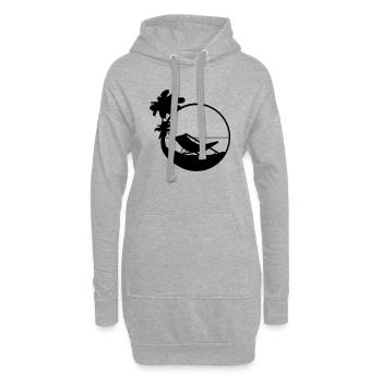 sonne palmen silhouette liegestuhl strandstuhl url - Hoodie-Kleid - Grau meliert - Vorne