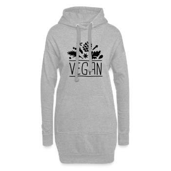 vegan - Sweat-shirt à capuche long Femme - gris chiné - Devant