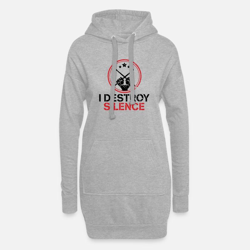 Percussion batteur Drumsticks Percussion - Sweat-shirt à capuche long Femme - gris chiné