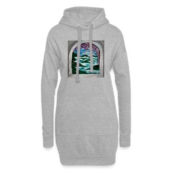 Peinture 'Atlantis' - Sweat-shirt à capuche long Femme - gris chiné - Devant
