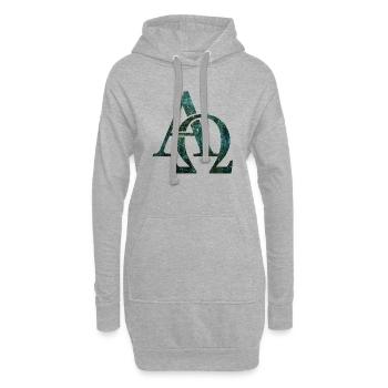 Symbole début fin Alpha Oméga Dieu Chrétien - Sweat-shirt à capuche long Femme - gris chiné - Devant