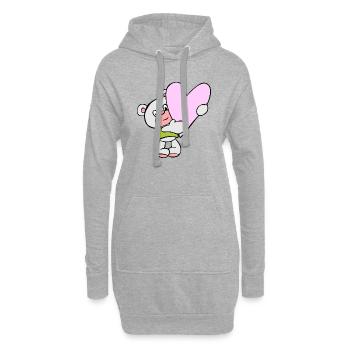 Ours avec cœur - Sweat-shirt à capuche long Femme - gris chiné - Devant