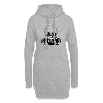 Schädel, menschlicher Schädel, Schädel-Kapuzenpullis, Schädel-T-Shirts - Hoodie-Kleid - Grau meliert - Vorne