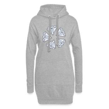 Diamant (diamond) - Sweat-shirt à capuche long Femme - gris chiné - Devant