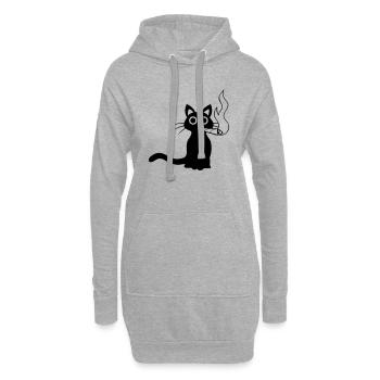 Katze raucht Joint - Hoodie-Kleid - Grau meliert - Vorne