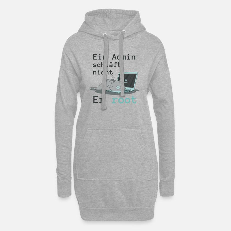 Ein Admin schläft nicht - Er root - Hoodie-Kleid - Grau meliert
