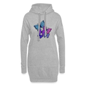 Schmetterlinge - Hoodie-Kleid - Grau meliert - Vorne