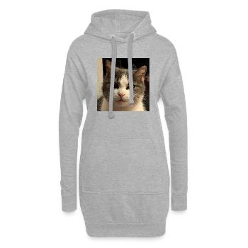 Katzenkopf - Hoodie-Kleid - Grau meliert - Vorne