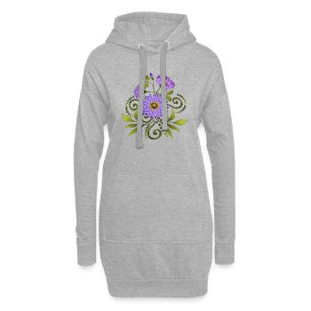 Fleur - Sweat-shirt à capuche long Femme - gris chiné - Devant