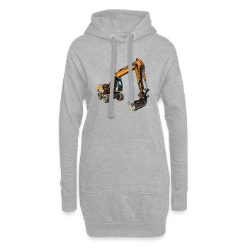 Großer 20 Tonnen Rad Bagger - Hoodie-Kleid - Grau meliert - Vorne