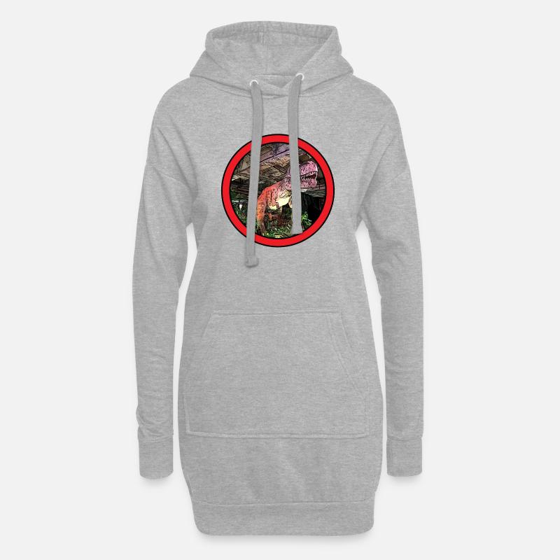 T-Rex - Hoodie-Kleid - Grau meliert