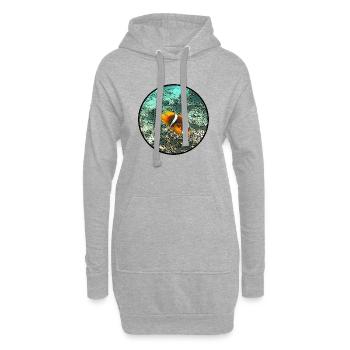 Poisson clown - Sweat-shirt à capuche long Femme - gris chiné - Devant