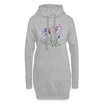 Fleur - Sweat-shirt à capuche long Femme - gris chiné - Devant