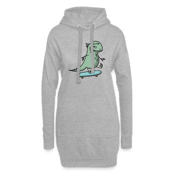 Skateboard Dino - Hoodie-Kleid - Grau meliert - Vorne