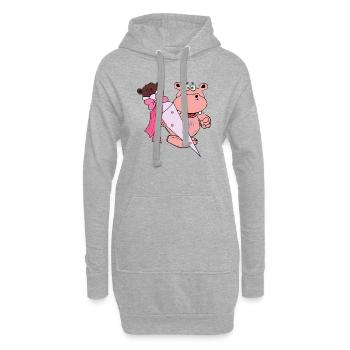 scolarisation inscriptions filles école primaire enfants en peluche - Sweat-shirt à capuche long Femme - gris chiné - Devant