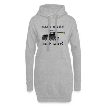 Make music not war - Hoodie-Kleid - Grau meliert - Vorne