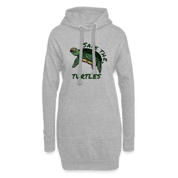 Rettet die Schildkröten Hilf Spruch Umwelt Plastik - Hoodie-Kleid - Grau meliert - Vorne