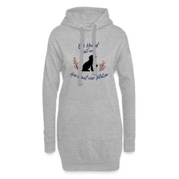 Ein Hund ist ein Herz auf vier Pfoten - Hoodie-Kleid - Grau meliert - Vorne