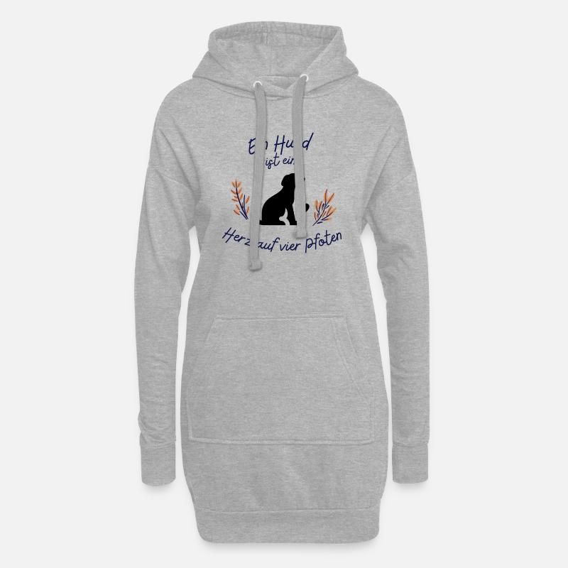 Ein Hund ist ein Herz auf vier Pfoten - Hoodie-Kleid - Grau meliert