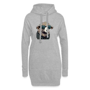Nerdy University Schafe in Gläsern - Hoodie-Kleid - Grau meliert - Vorne