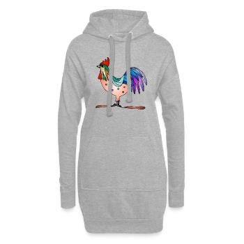 Coq - Sweat-shirt à capuche long Femme - gris chiné - Devant