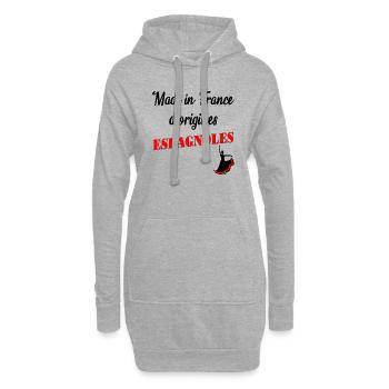 made in France d'origines espagnoles - Sweat-shirt à capuche long Femme - gris chiné - Devant