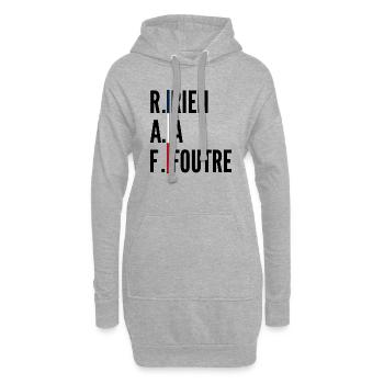 R.A.F / Rien à foutre / cadeau citation drôle - Sweat-shirt à capuche long Femme - gris chiné - Devant