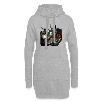 Seeman se bat pour sa bière. Motif cool - Sweat-shirt à capuche long Femme - gris chiné - Devant