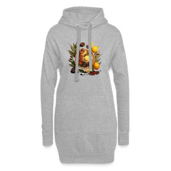Cadeau végétalien sur plateau de légumes - Sweat-shirt à capuche long Femme - gris chiné - Devant