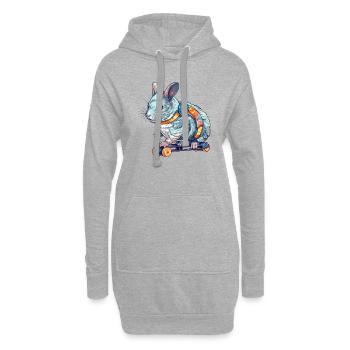 Ein schöner Chinchilla fährt auf einem Scateboard - Hoodie-Kleid - Grau meliert - Vorne