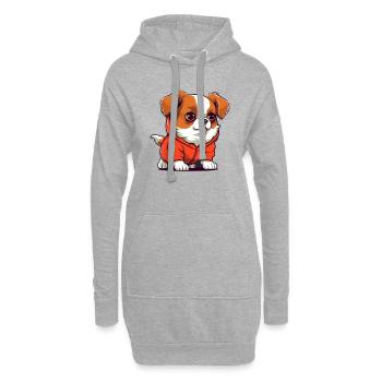 Chien cool - Sweat-shirt à capuche long Femme - gris chiné - Devant