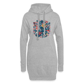 Amerikanische Folklore - Hoodie-Kleid - Grau meliert - Vorne