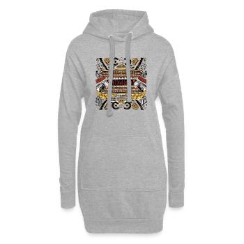 Folklore africain - Sweat-shirt à capuche long Femme - gris chiné - Devant
