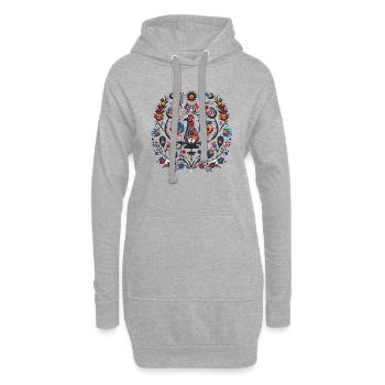 L'oiseau vintage - Sweat-shirt à capuche long Femme - gris chiné - Devant