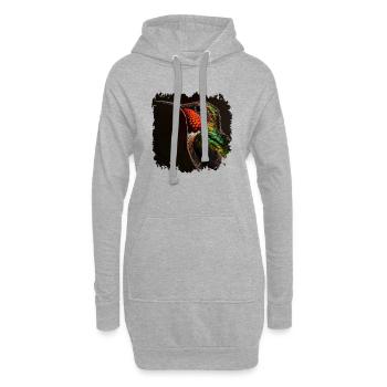 Kolibris sind bekannt für ihre irisierenden Federn - Hoodie-Kleid - Grau meliert - Vorne