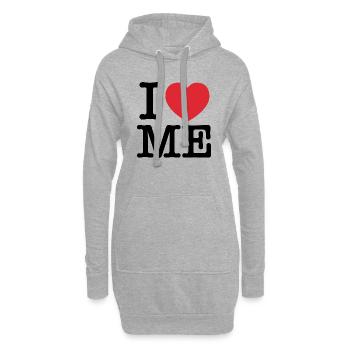 Ich liebe mich Ich | Ich herze mich - Hoodie-Kleid - Grau meliert - Vorne