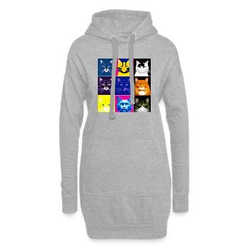 A008 - Hoodie-Kleid - Grau meliert - Vorne