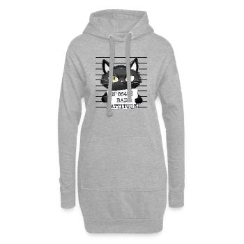 Bad Cattitude - Hoodie-Kleid - Grau meliert - Vorne