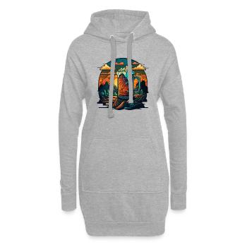 Natur Bier Sonnenuntergang Berge Freiheit - Hoodie-Kleid - Grau meliert - Vorne