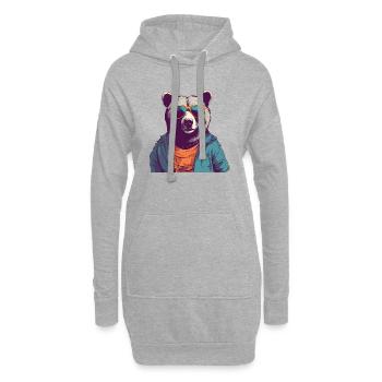 Jim l'ours - Sweat-shirt à capuche long Femme - gris chiné - Devant